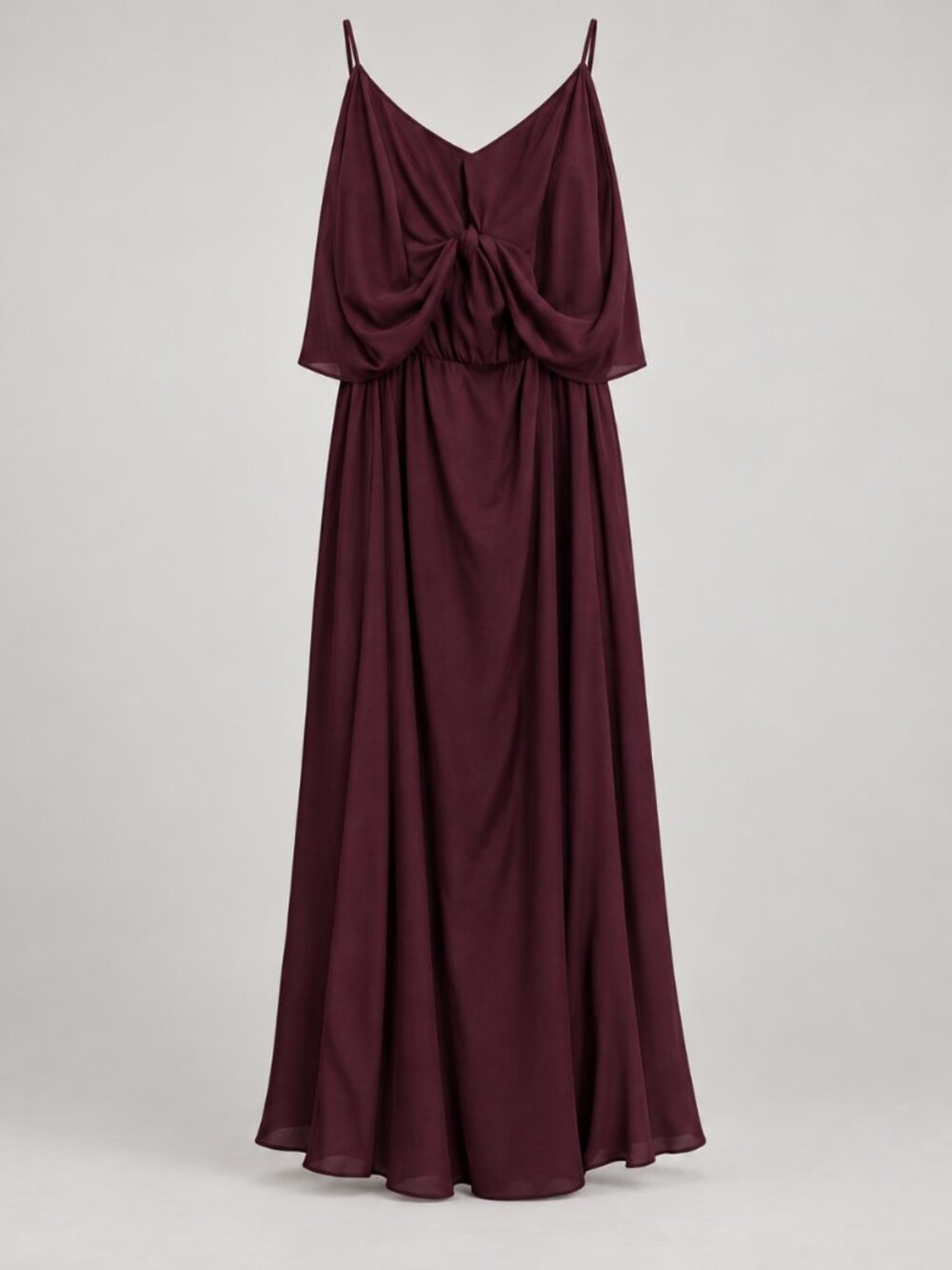 Burgundy Plum Layered Draped Maxi Dress Size 14